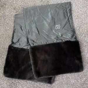 DIOR Gray Silk + Modacrylic Fur Trim Scarf